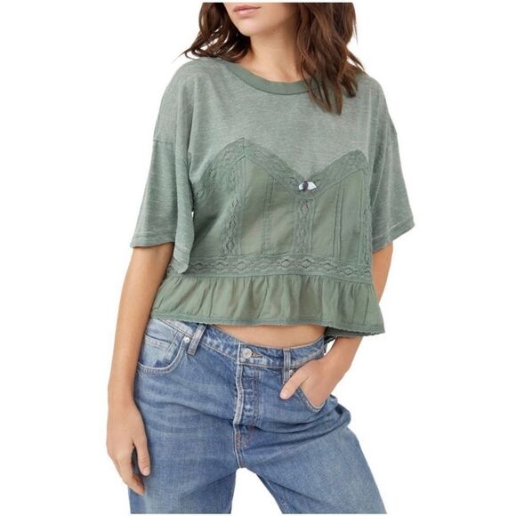 Brand New Free People Fall In Love Wash Army Tee For Women Size Small - Picture 1 of 9